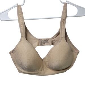 Bali Comfort Revolution Bra 36B Beige Wireless Swirl Pattern 3463